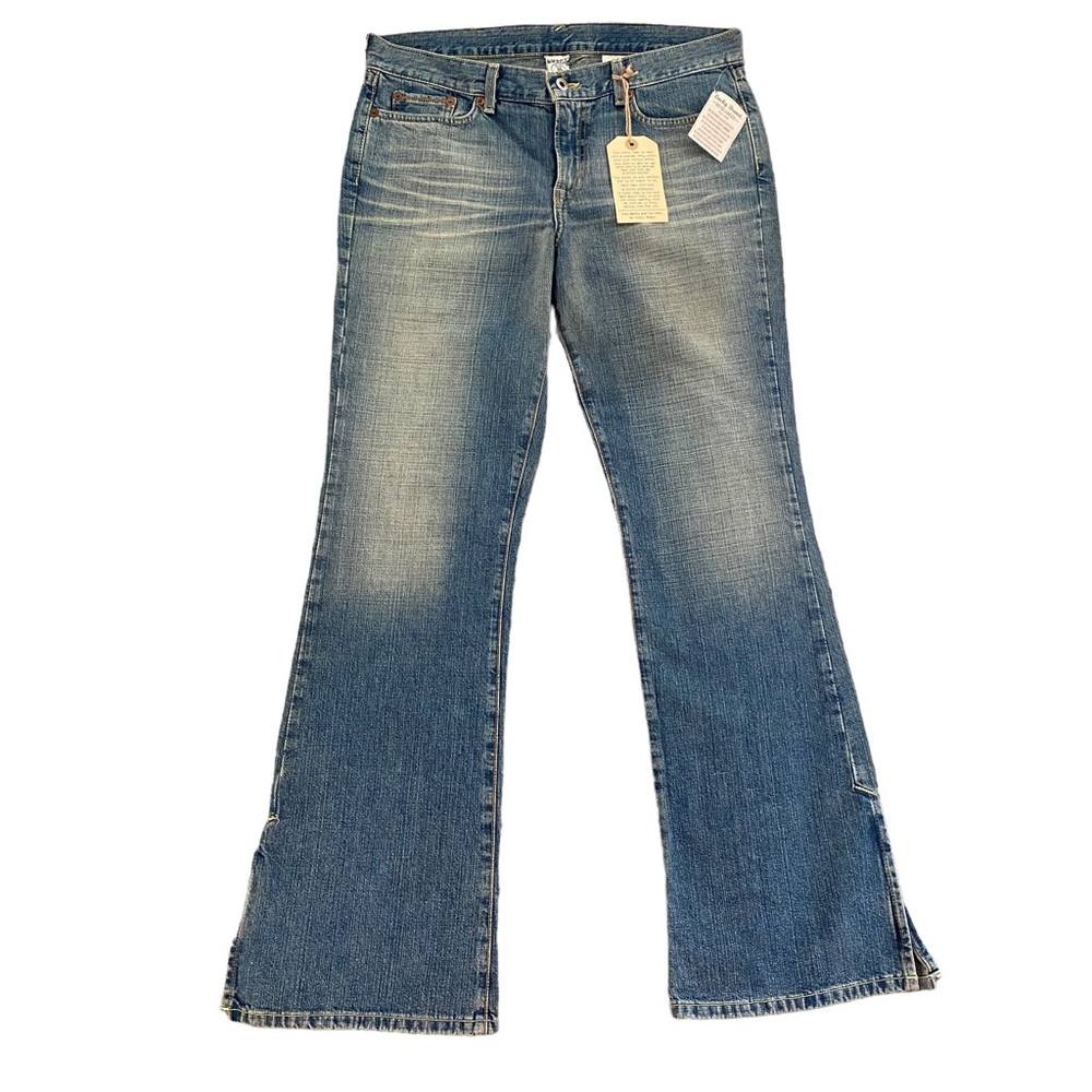 Vintage Lucky Brand Skyler Jeans Women's 32x32 Blue Wide Slit Flare USA Made NEW